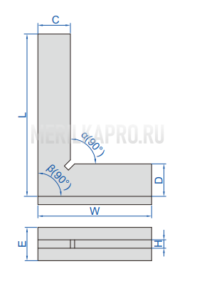 4793-1001 Угольник с плоским краем 90° и широким основанием 100х70 мм INSIZE