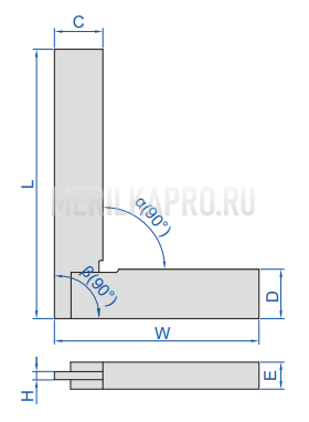 4792-75 Угольник с плоским краем 90° и широким основанием 75х50 мм INSIZE