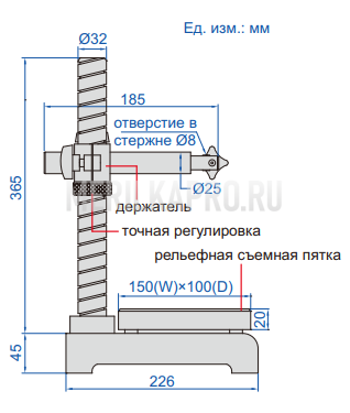 6864-250T Стойка для индикаторов основание керамика 150х100 мм INSIZE