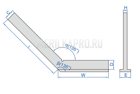 4754-3200 Угольник 135° с широким основанием 200х130 мм INSIZE