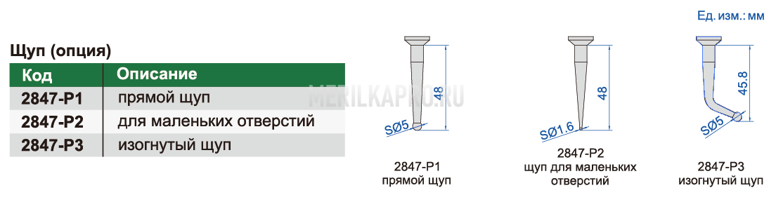 2847-P3 Щуп изогнутый INSIZE