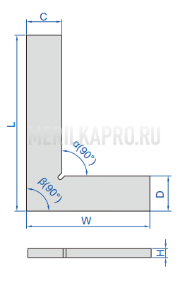 4791-1001 Угольник с плоским краем 90° 100х70 мм INSIZE