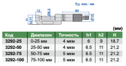 3292-25 Микрометр специальный для измерения ступиц 0-25 мм INSIZE