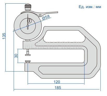 2365-20B Толщиномер индикаторный 0-20 мм, 0.01 мм, вылет скобы 120 мм INSIZE